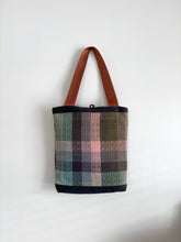 Load image into Gallery viewer, Tote - woven & upcycled fabrics (pink/copper straps)