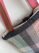 Load image into Gallery viewer, Tote - woven & upcycled fabrics (pink/copper straps)