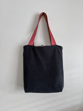 Load image into Gallery viewer, Tote - woven & upcycled fabrics (pink/copper straps)