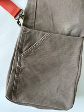 Load image into Gallery viewer, Messenger tote - woven & upcycled fabrics (orange strap)