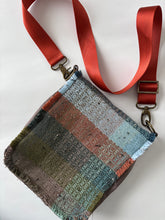 Load image into Gallery viewer, Messenger tote - woven & upcycled fabrics (orange strap)