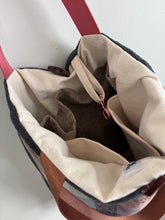 Load image into Gallery viewer, Tote - woven & upcycled fabrics (pink/copper straps)