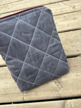 Load image into Gallery viewer, Woven & Waxed Canvas navy quilted e-reader sleeve