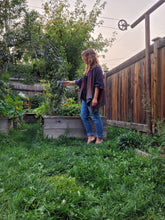 Load image into Gallery viewer, Cardigan -- dark green bamboo weft