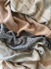 Load image into Gallery viewer, Blanket scarf - thick &amp; thin striped tencel weft, twisted fringe

