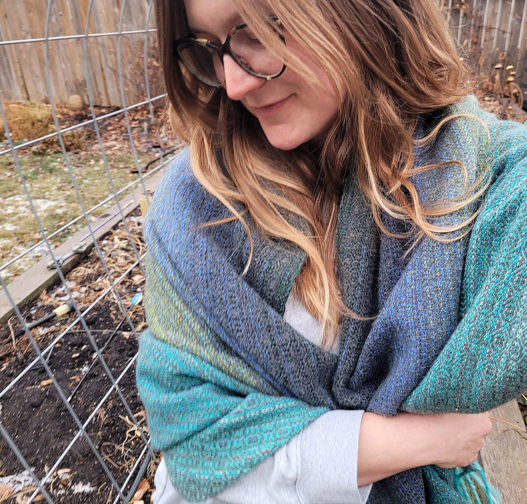 Blanket Scarf -- grey superwash merino