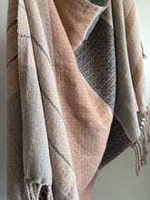 Load image into Gallery viewer, Blanket scarf - thick &amp; thin striped tencel weft, twisted fringe
