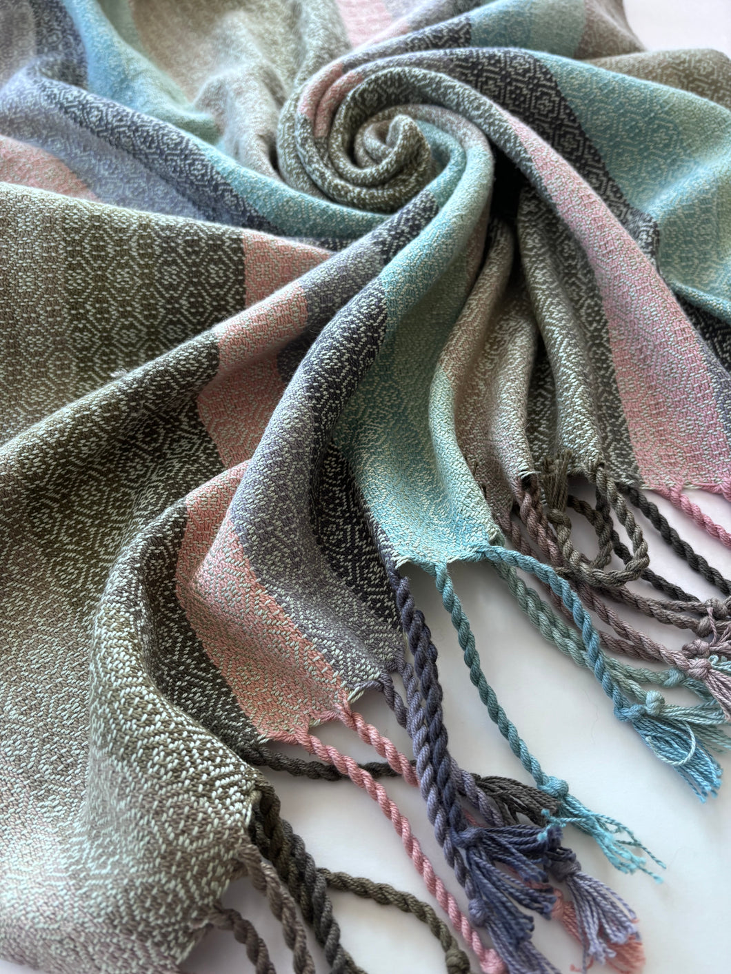 Blanket scarf -- pale green tencel