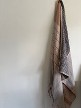 Load image into Gallery viewer, Blanket scarf - thick &amp; thin striped tencel weft, twisted fringe
