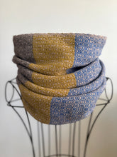 Load image into Gallery viewer, Cowl - Superwash merino wool in grey, mustard and blue
