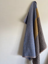 Load image into Gallery viewer, Cowl - Superwash merino wool in grey, mustard and blue
