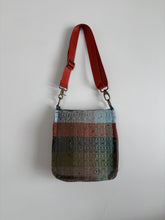 Load image into Gallery viewer, Messenger tote - woven &amp; upcycled fabrics (orange strap)
