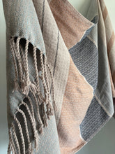 Load image into Gallery viewer, Blanket scarf - thick &amp; thin striped tencel weft, twisted fringe
