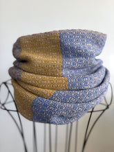 Load image into Gallery viewer, Cowl - Superwash merino wool in grey, mustard and blue
