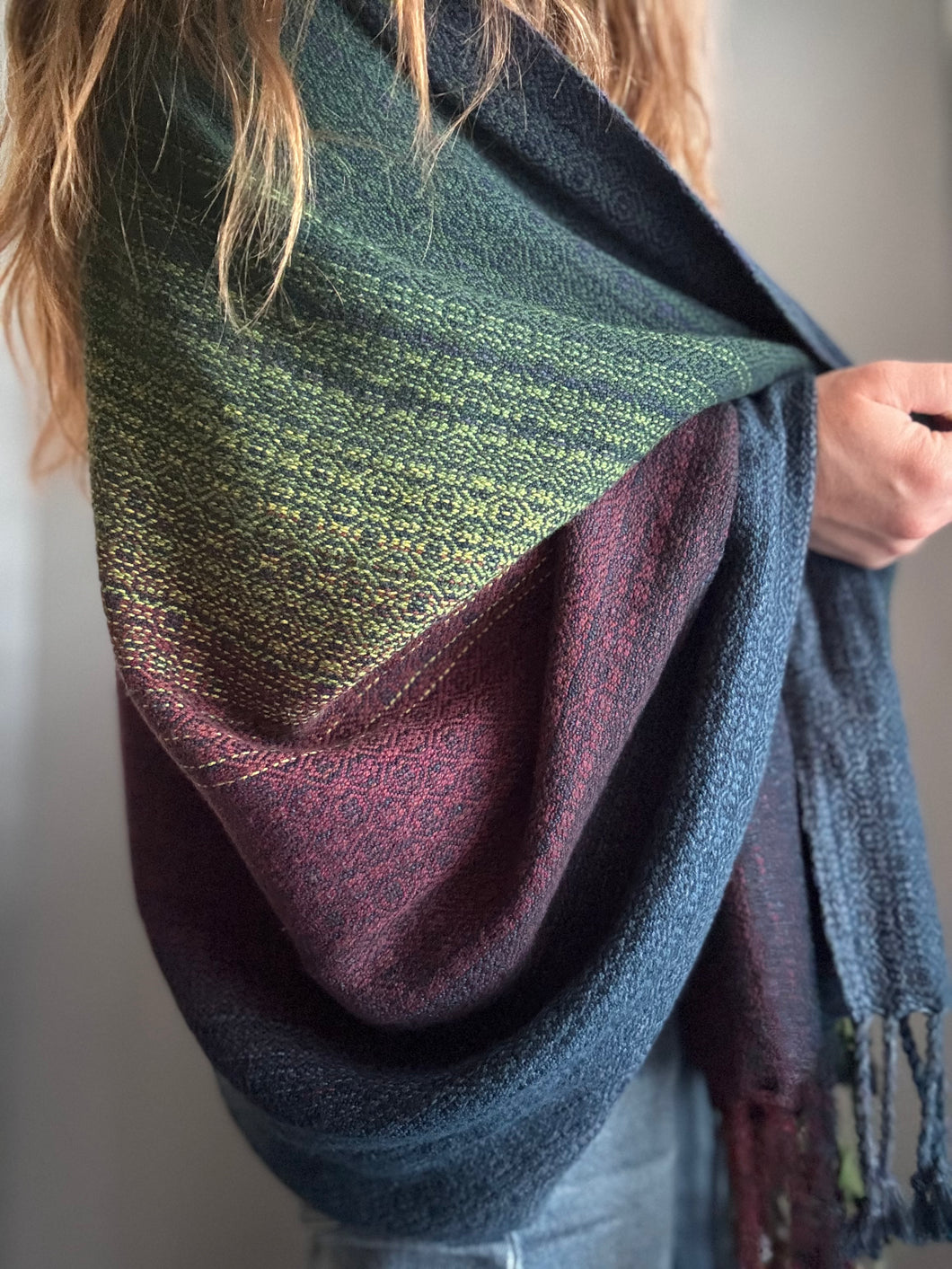 Blanket scarf - navy tencel