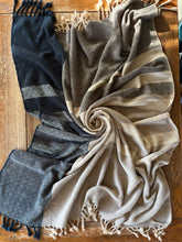 Load image into Gallery viewer, Throw blanket : stone/charcoal/natural cotton wefts
