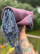 Load image into Gallery viewer, Blanket scarf - burgundy bamboo weft
