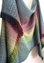 Load image into Gallery viewer, Blanket scarf - light blue tencel weft
