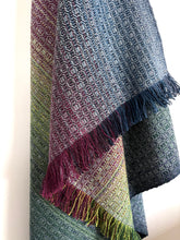 Load image into Gallery viewer, Blanket scarf - light blue tencel weft
