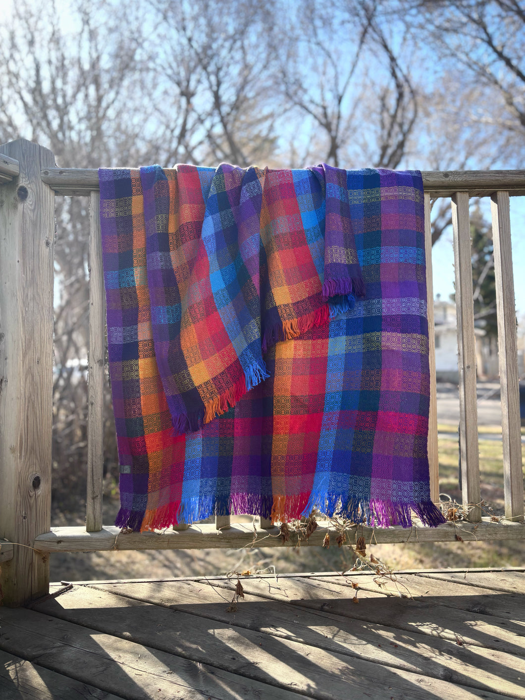 Blanket scarf - duster fringe, tencel weft