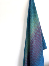 Load image into Gallery viewer, Blanket scarf - bright blue cotton/bamboo weft
