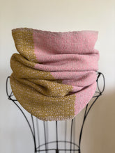 Load image into Gallery viewer, Cowl -- superwash merino wool in mustard &amp; pink
