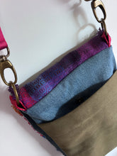 Load image into Gallery viewer, Crossbody purse - woven &amp; upcycled fabrics (jeans/canvas)
