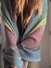 Load image into Gallery viewer, Blanket scarf - light blue tencel weft
