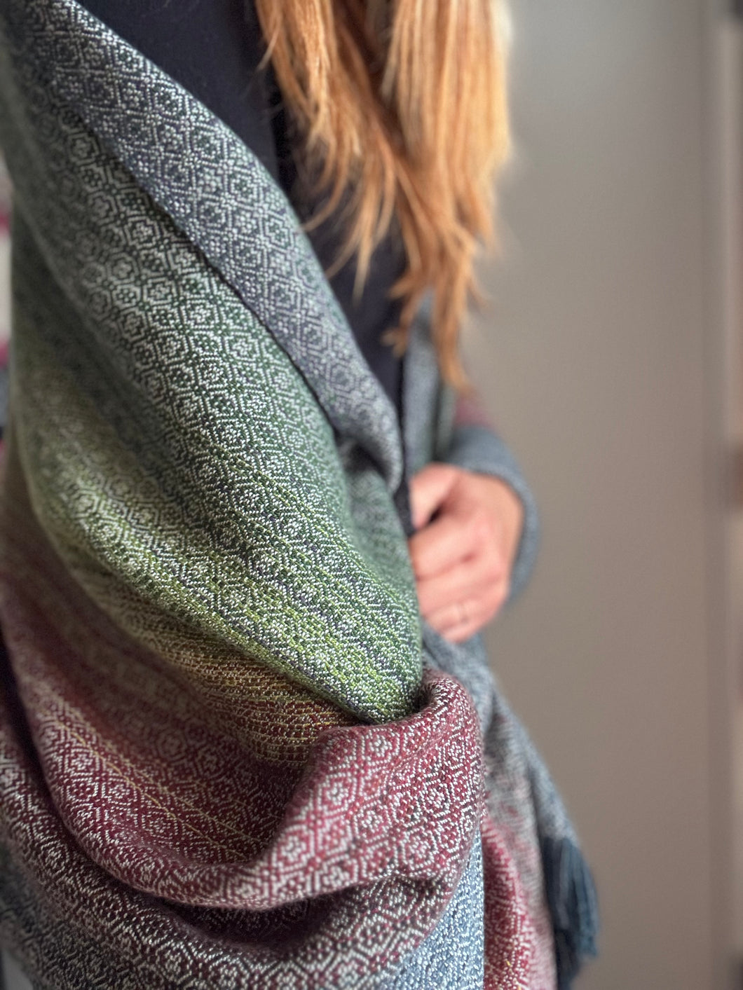 Blanket scarf - light blue tencel weft