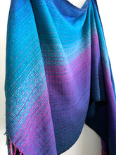 Load image into Gallery viewer, Blanket scarf - royal cotton/bamboo weft
