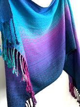Load image into Gallery viewer, Blanket scarf - royal cotton/bamboo weft

