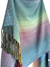 Load image into Gallery viewer, Blanket scarf - bright blue cotton/bamboo weft
