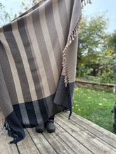 Load image into Gallery viewer, Throw blanket : stone/charcoal/natural cotton wefts
