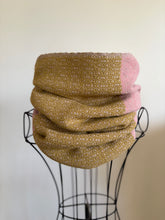 Load image into Gallery viewer, Cowl -- superwash merino wool in mustard &amp; pink
