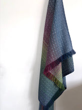 Load image into Gallery viewer, Blanket scarf - light blue tencel weft
