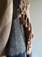 Load image into Gallery viewer, Throw blanket : stone/charcoal/natural cotton wefts
