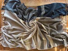Load image into Gallery viewer, Throw blanket : stone/charcoal/natural cotton wefts
