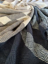 Load image into Gallery viewer, Throw blanket : stone/charcoal/natural cotton wefts
