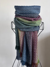 Load image into Gallery viewer, Blanket scarf - light blue tencel weft
