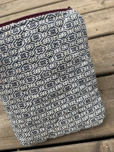 Load image into Gallery viewer, Woven &amp; Waxed Canvas navy quilted e-reader sleeve
