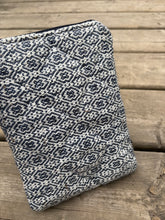 Load image into Gallery viewer, small Woven &amp; Waxed Canvas navy e-reader sleeve

