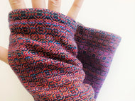 Fingerless mittens -- navy tencel weft